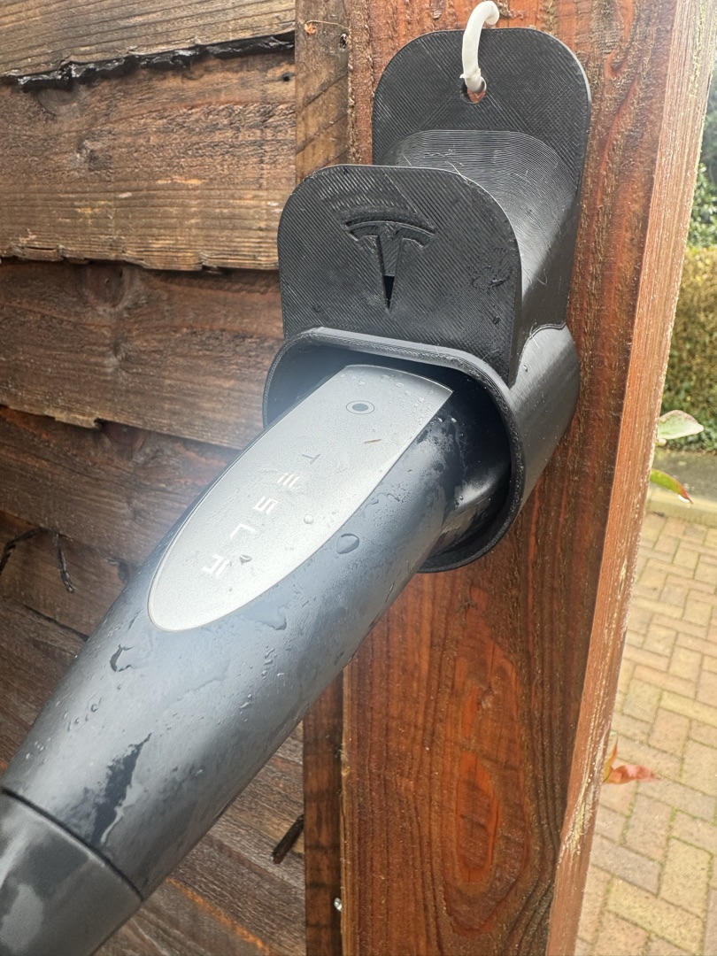 Tesla charger holder side view